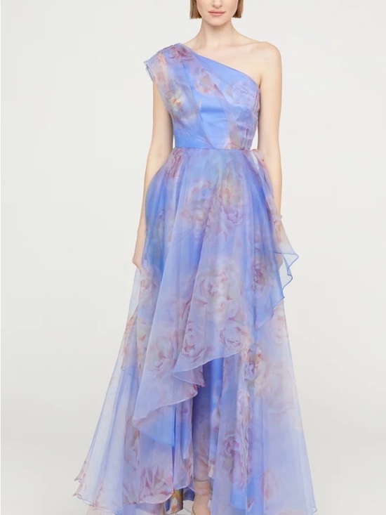 Theia Dresses & Skirts - Theia One-Shoulder Blue Lavender Floral Augusta Evening Gown